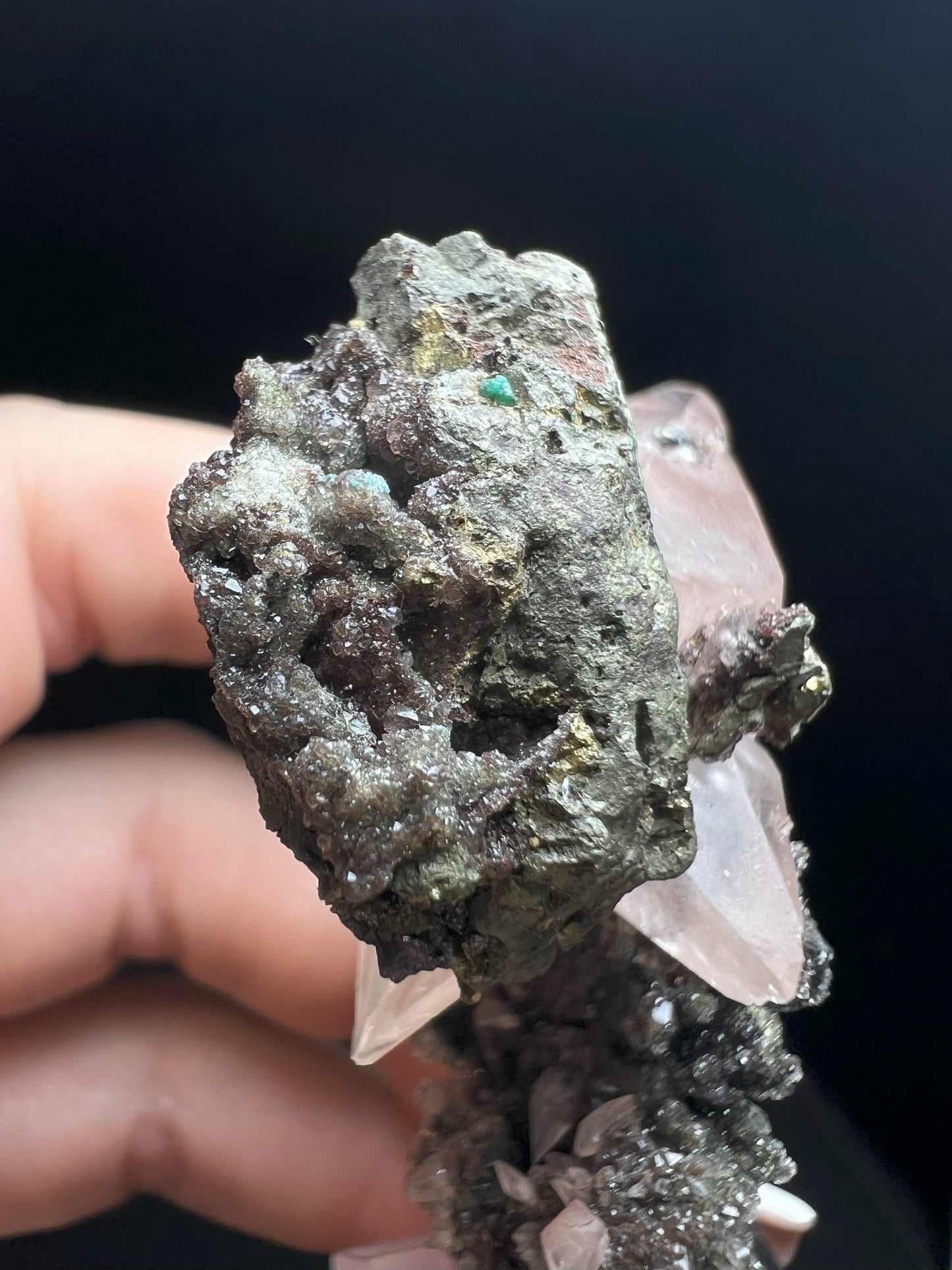 Outstanding Rare Museum Quality Pink & Green Calcite with Chalcopyrite On Matrix Perfect Specimen From Daye mine Hubei province China