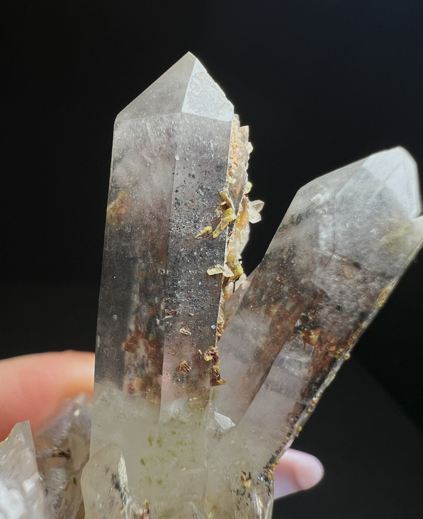 Quartz Cluster With Epidote And Hematite Inclusions From Messina Mine, Limpopo, South Africa