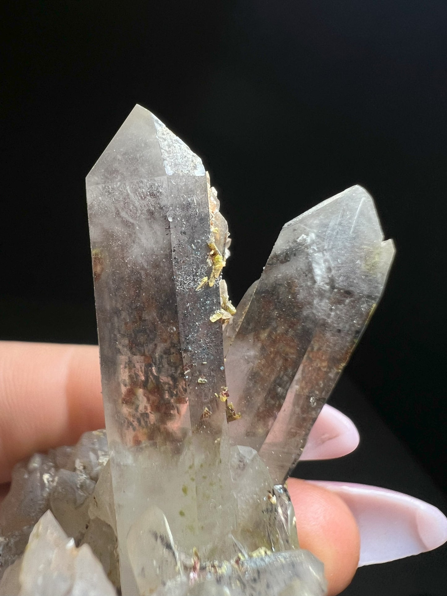 Quartz Cluster With Epidote And Hematite Inclusions From Messina Mine, Limpopo, South Africa