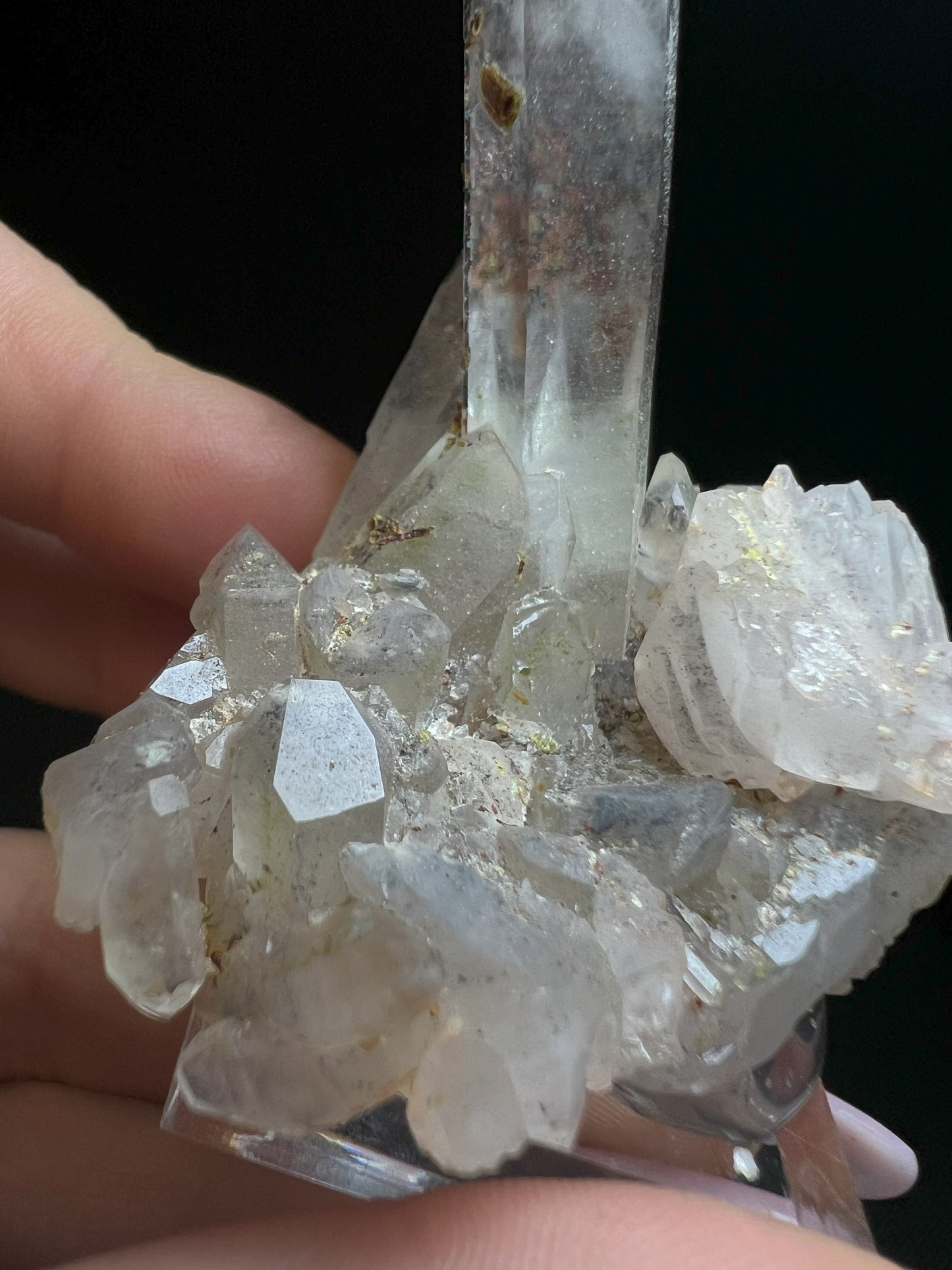 Quartz Cluster With Epidote And Hematite Inclusions From Messina Mine, Limpopo, South Africa