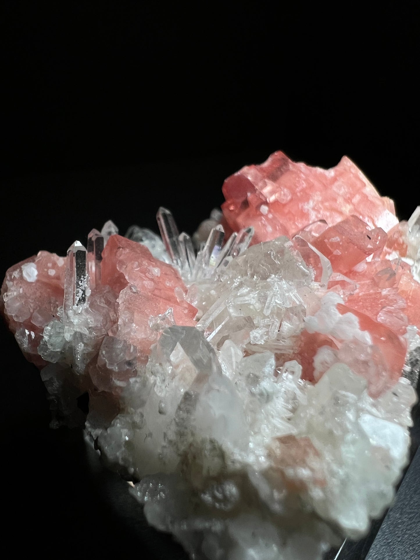 Rhodochrosite, Wolframite & Quartz From Pasto Bueno, Pampas District, Pallasca Province, Ancash, Peru (Stand Included) Collectors Piece