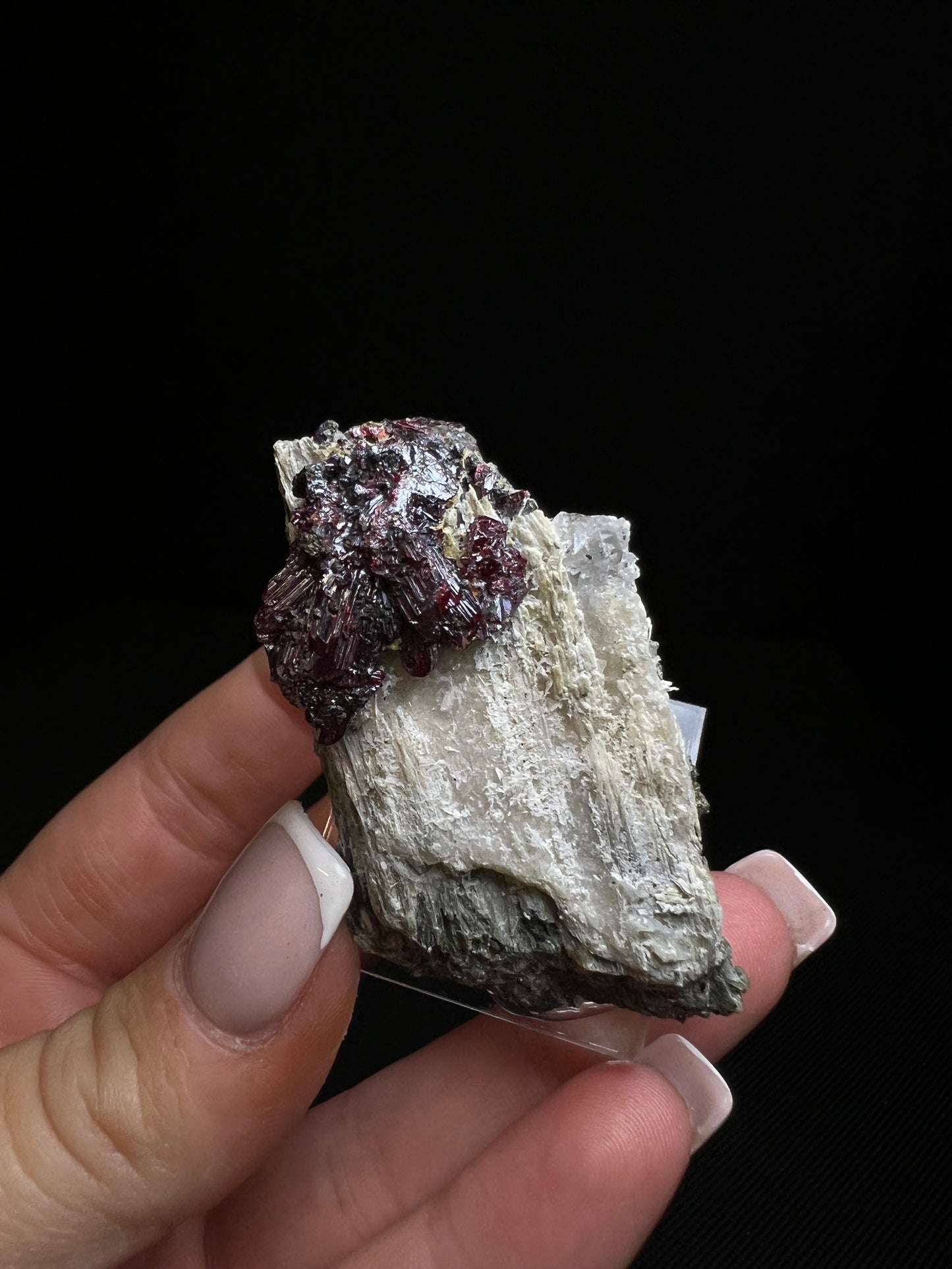 Outstanding Rare Proustite With Skeletal Formation Silver On Calcite From Bouismas Mine, Draa-Tafilalet, Morocco- Collectors Piece