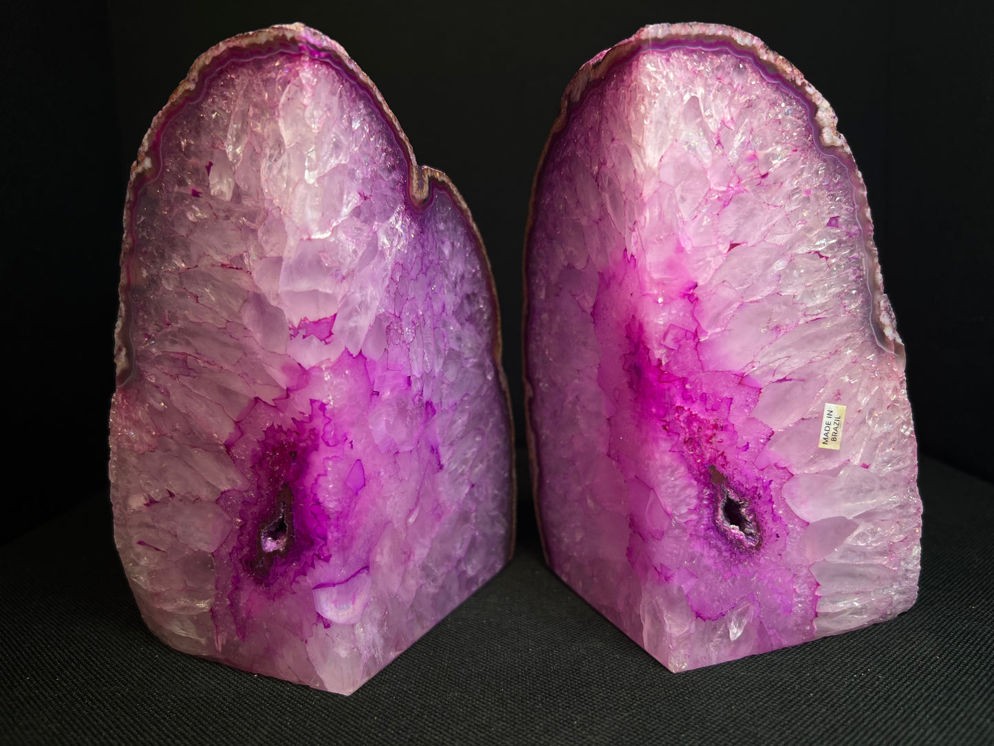A Pair of Polished Pink Agate Bookends- Statement Piece, Home Décor