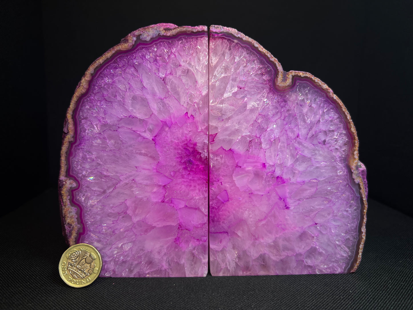 A Pair of Polished Pink Agate Bookends- Statement Piece, Home Décor