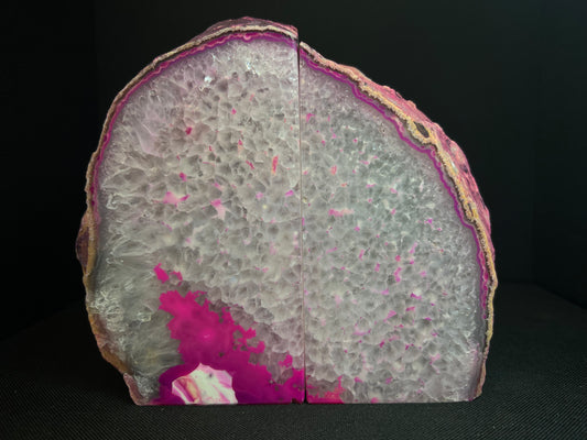 A Pair of Polished Pink Agate Bookends- Statement Piece, Home Décor