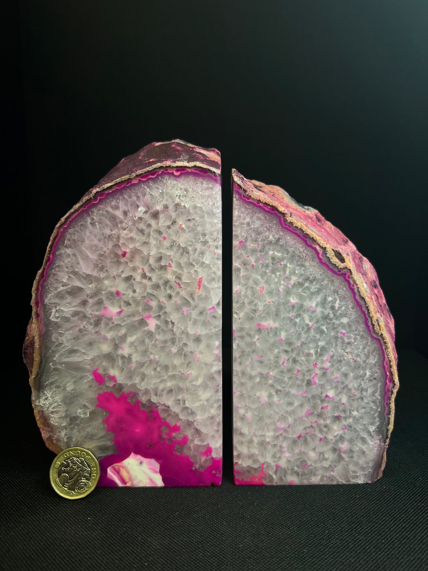 A Pair of Polished Pink Agate Bookends- Statement Piece, Home Décor