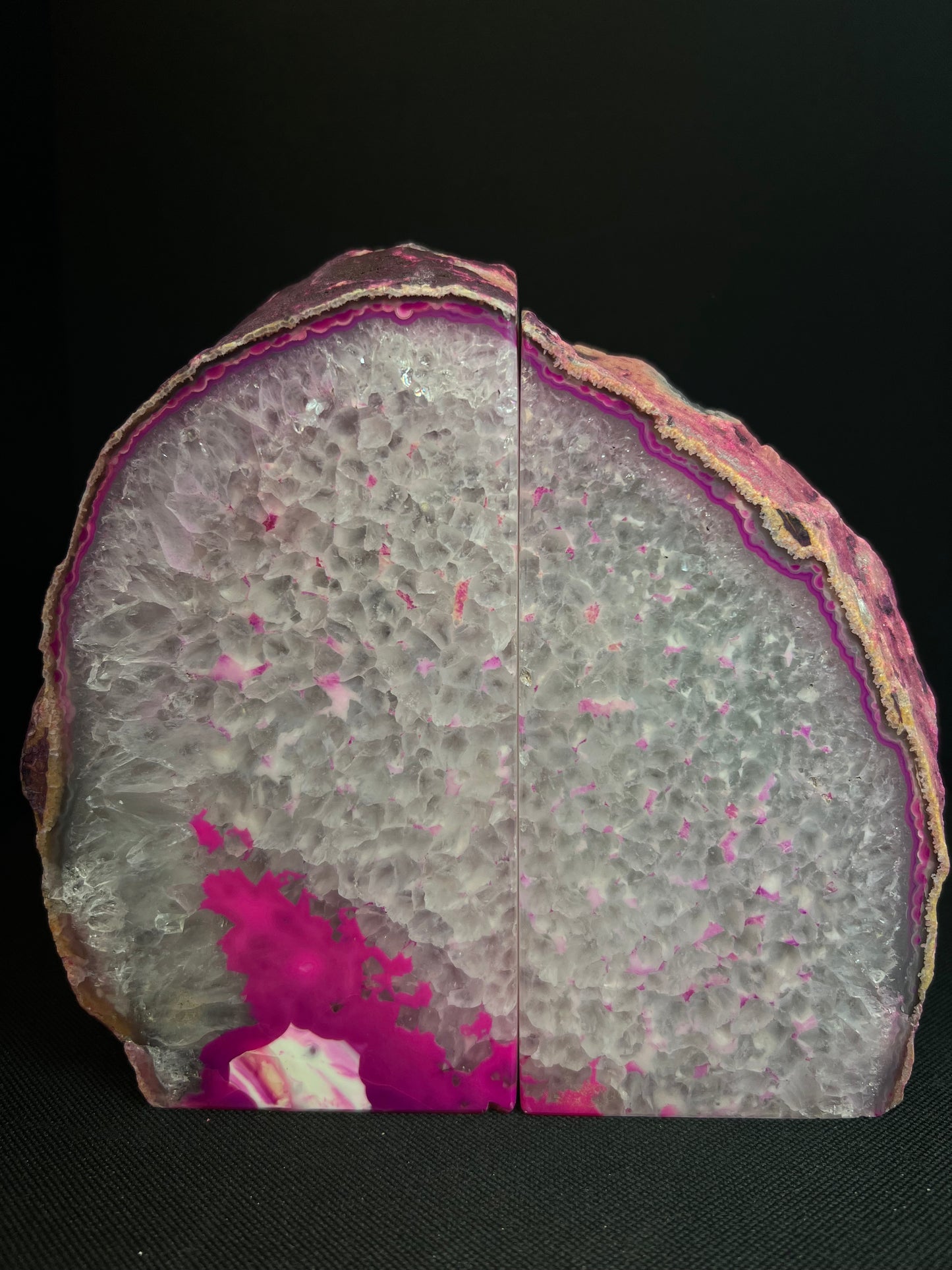 A Pair of Polished Pink Agate Bookends- Statement Piece, Home Décor