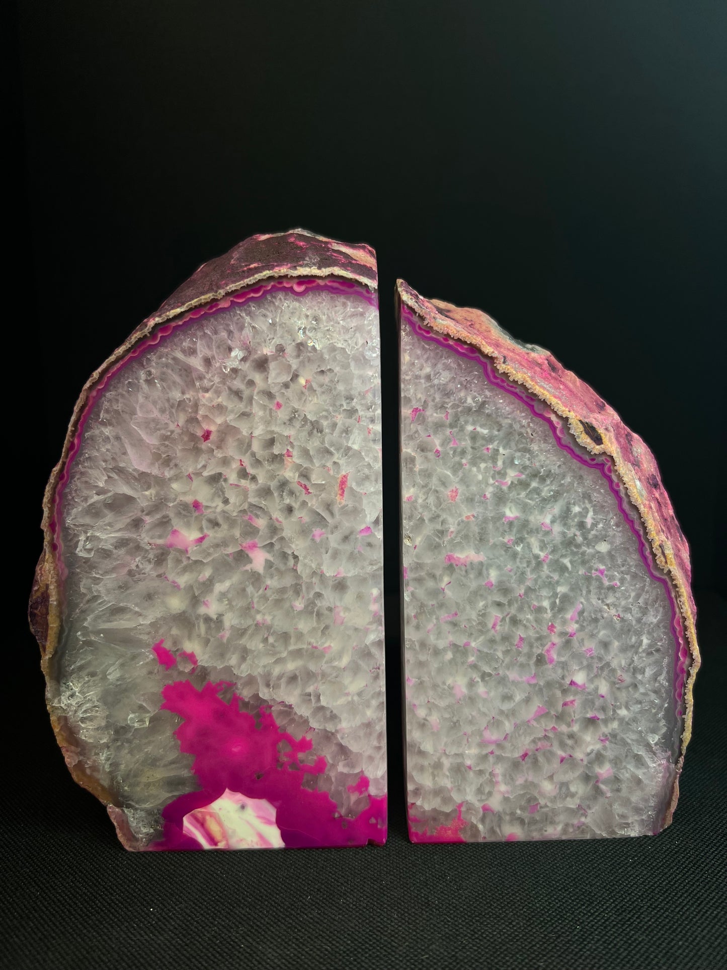 A Pair of Polished Pink Agate Bookends- Statement Piece, Home Décor