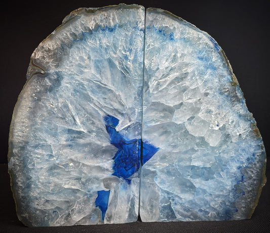 A Pair of Polished Blue Agate Bookends Statement Piece Home Décor
