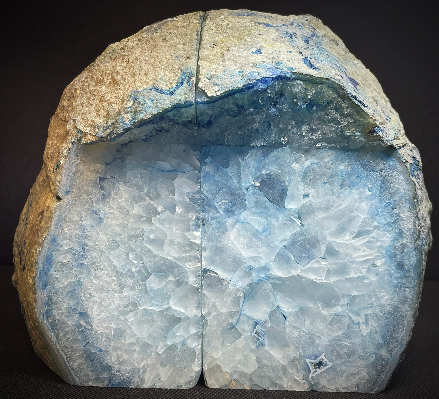 A Pair of Polished Blue Agate Bookends Statement Piece Home Décor