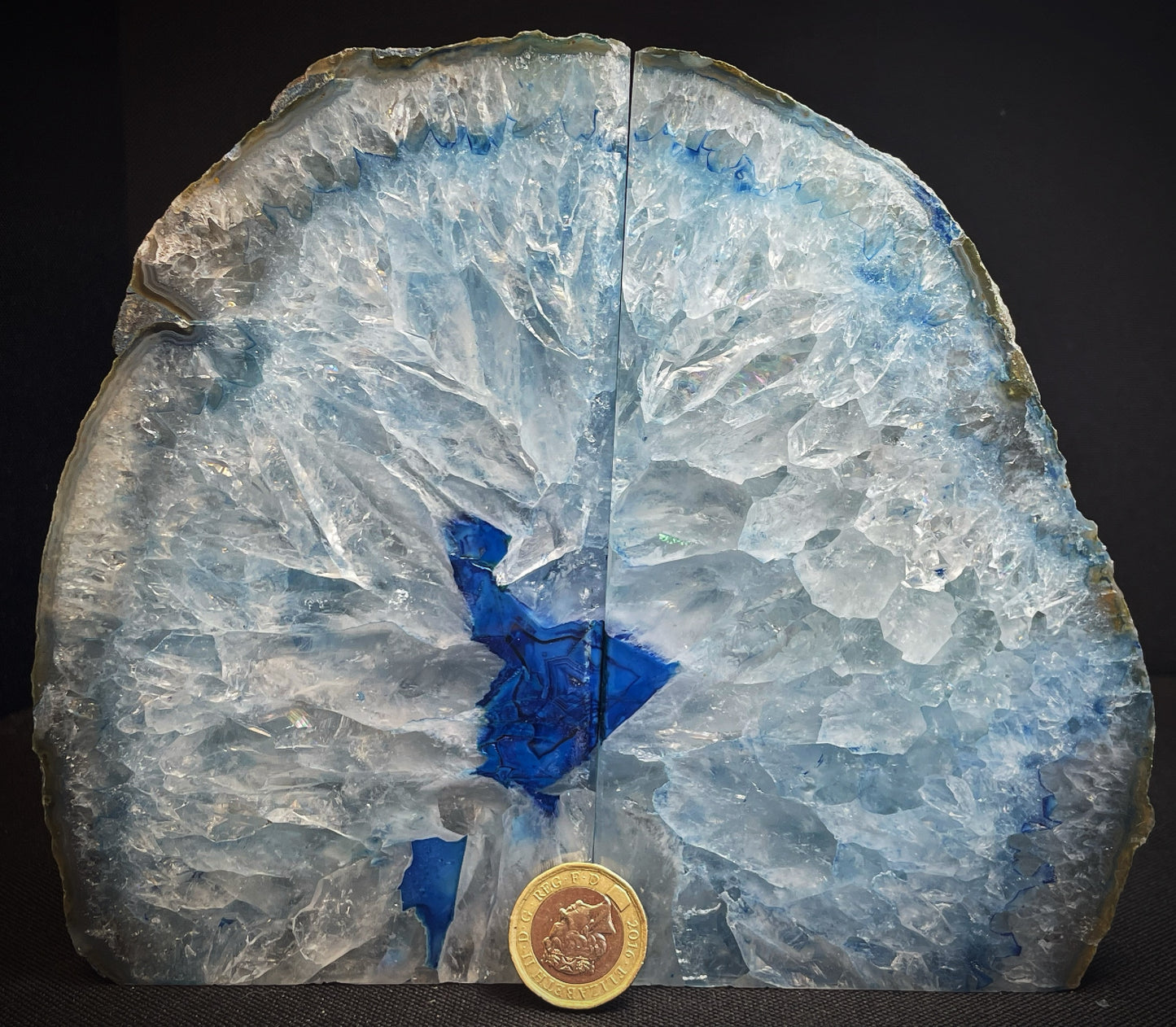 A Pair of Polished Blue Agate Bookends Statement Piece Home Décor