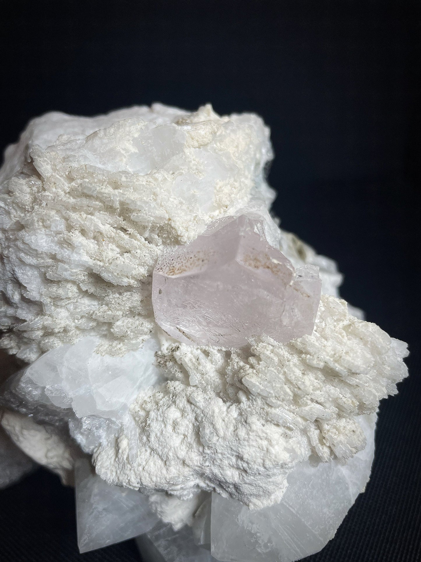 Rare Natural Perfect Morganite Perched On Quartz and Mica Collectors Specimen Statement Piece From Afghanistan