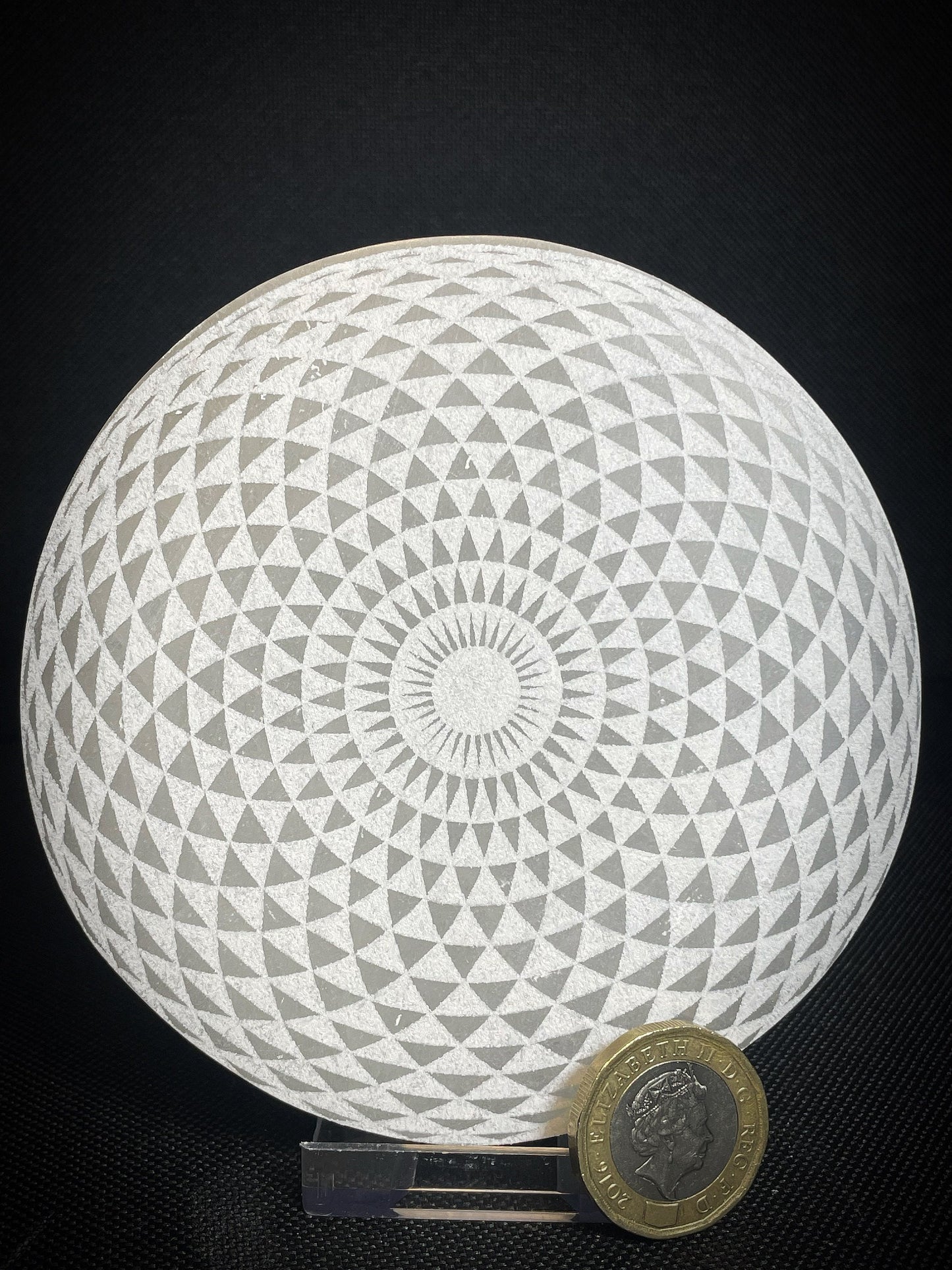 Gorgeous Selenite Circle Geometric Crystal Charging Plate disc From Morocco