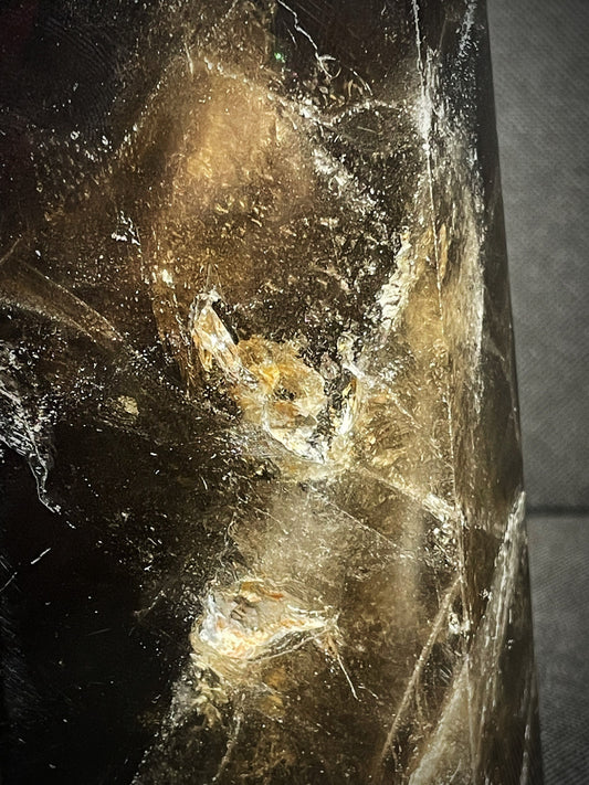 Outstanding Rare Black Morion Tower Prism Point Free standing Collectors Piece Home Décor Statement Piece