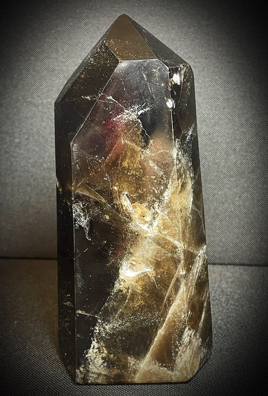 Outstanding Rare Black Morion Tower Prism Point Free standing Collectors Piece Home Décor Statement Piece