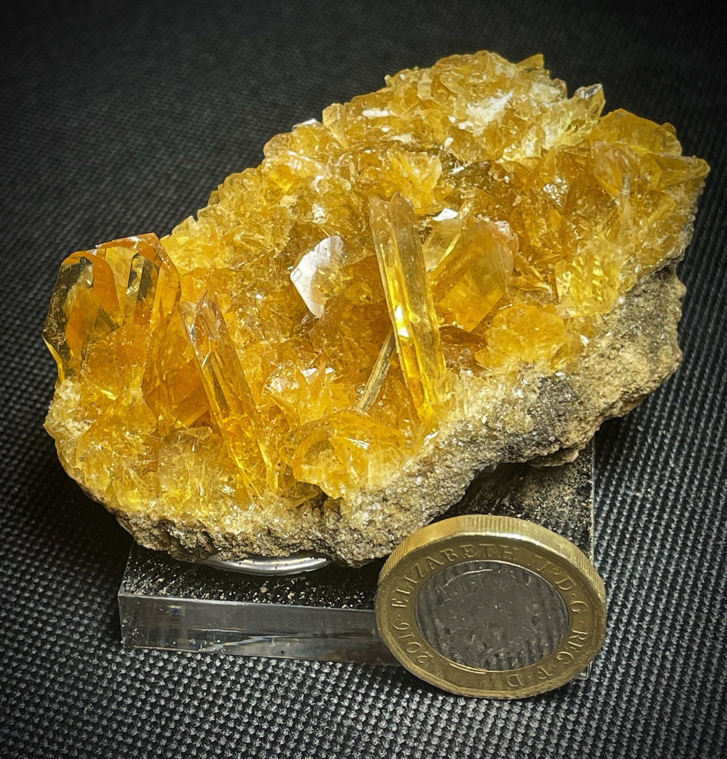 Outstanding Rare Natural Yellow Gypsum Selenite Collectors Piece Statement Piece Stand Included