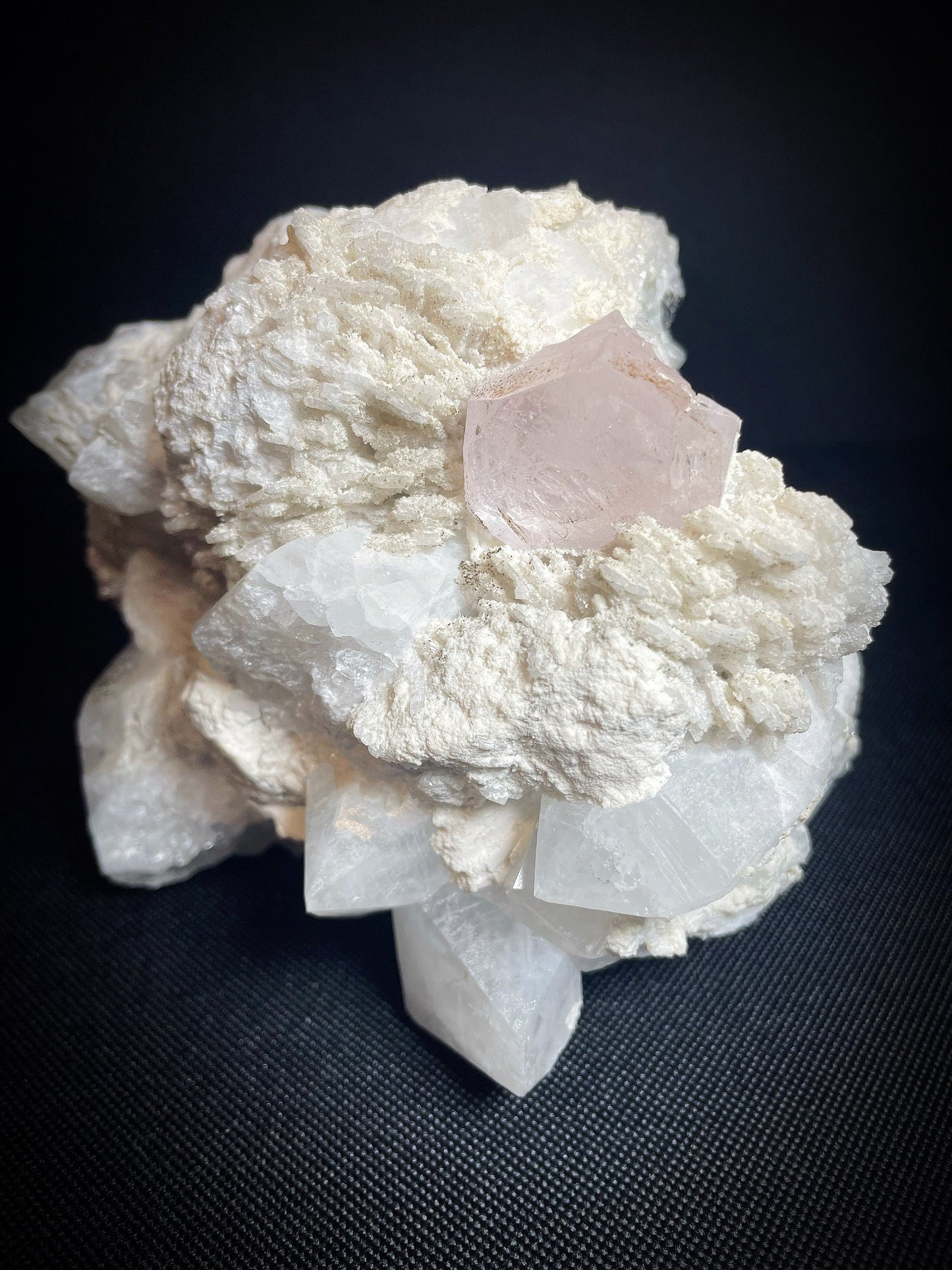 Rare Natural Perfect Morganite Perched On Quartz and Mica Collectors Specimen Statement Piece From Afghanistan