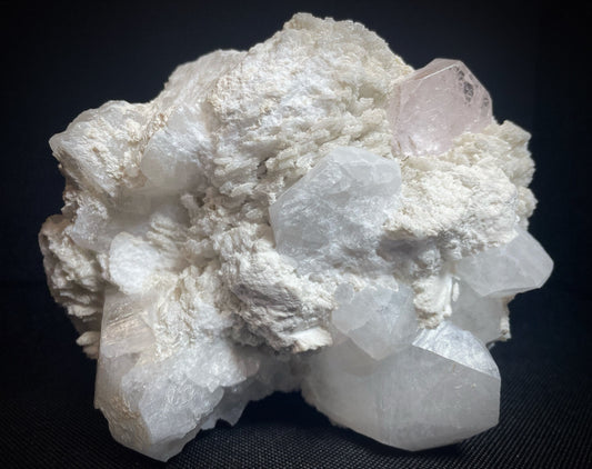 Rare Natural Perfect Morganite Perched On Quartz and Mica Collectors Specimen Statement Piece From Afghanistan