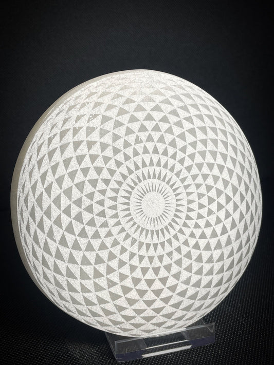 Gorgeous Selenite Circle Geometric Crystal Charging Plate disc From Morocco