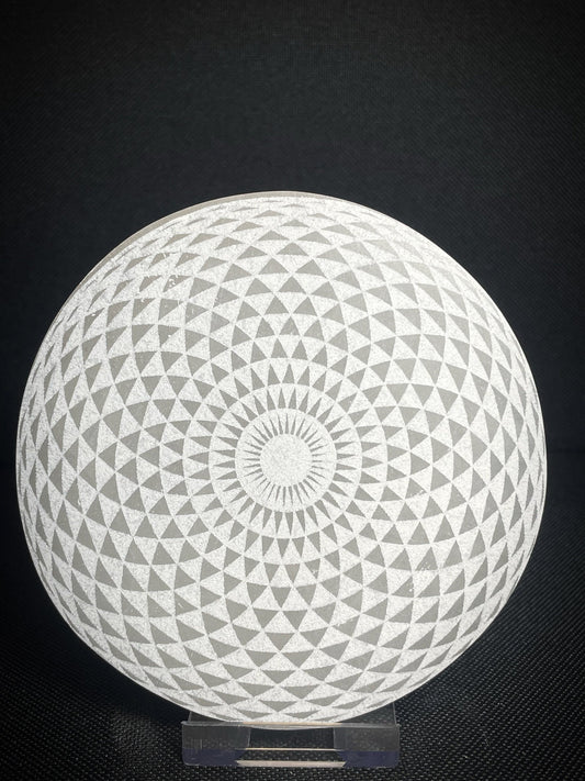 Gorgeous Selenite Circle Geometric Crystal Charging Plate disc From Morocco