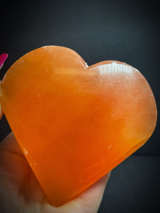 Gorgeous Orange Selenite Heart Charging Crystals Home Décor