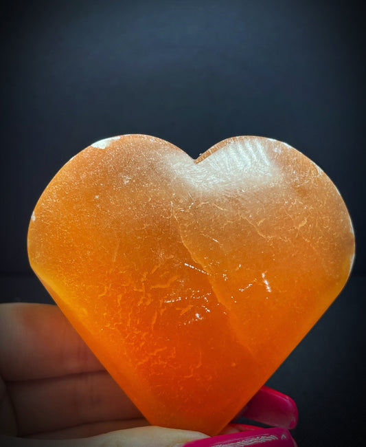 Gorgeous Orange Selenite Heart Charging Crystals Home Décor