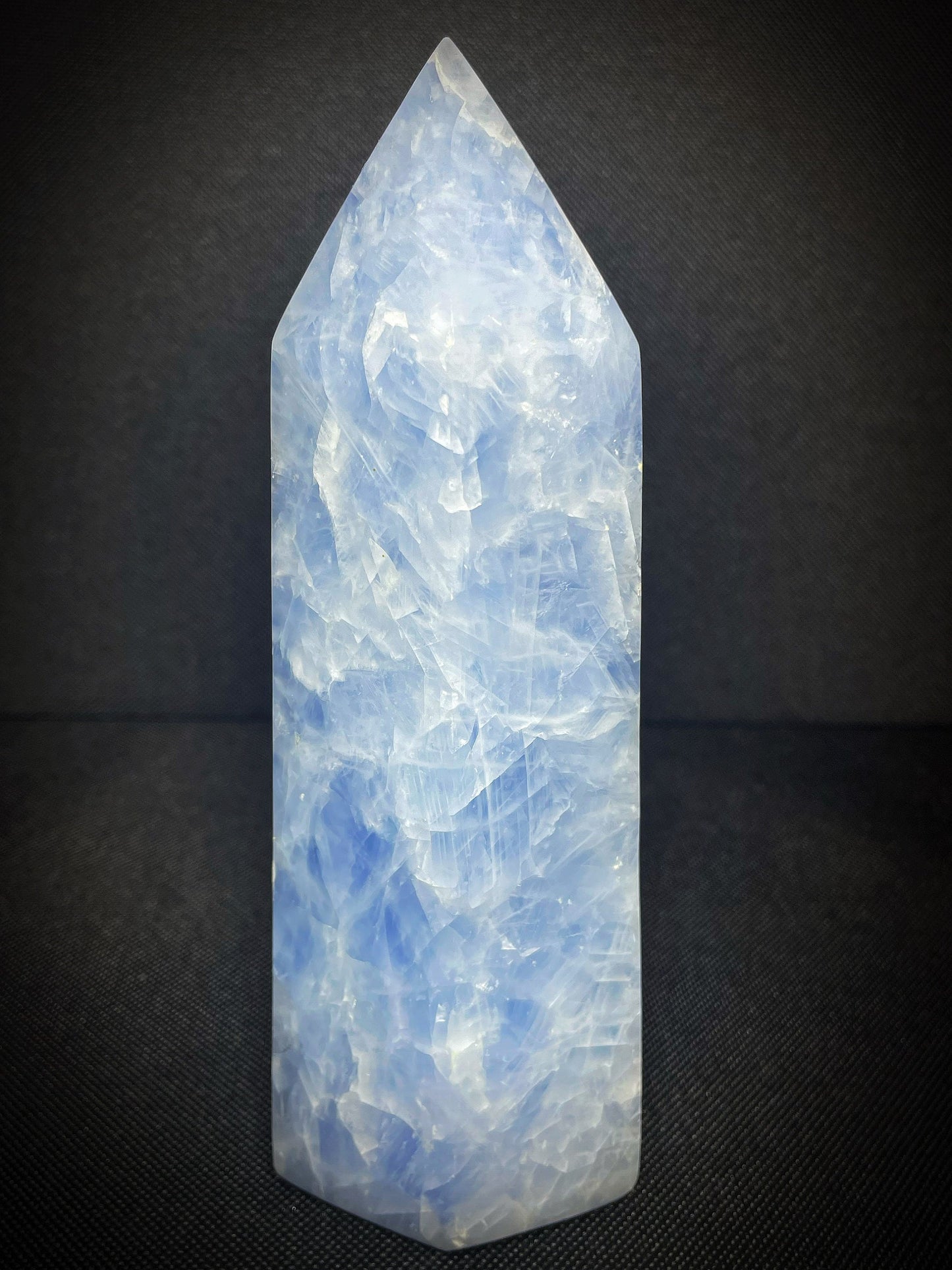 Outstanding Natural Blue Calcite Prism Free Standing Home Décor Statement Piece From Madagascar