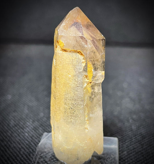 Rare Natural Exceptional Elestial Clear Quartz Clay Inclusion Point Sceptre from Madagascar Collectors Piece Statement Piece Home Decor