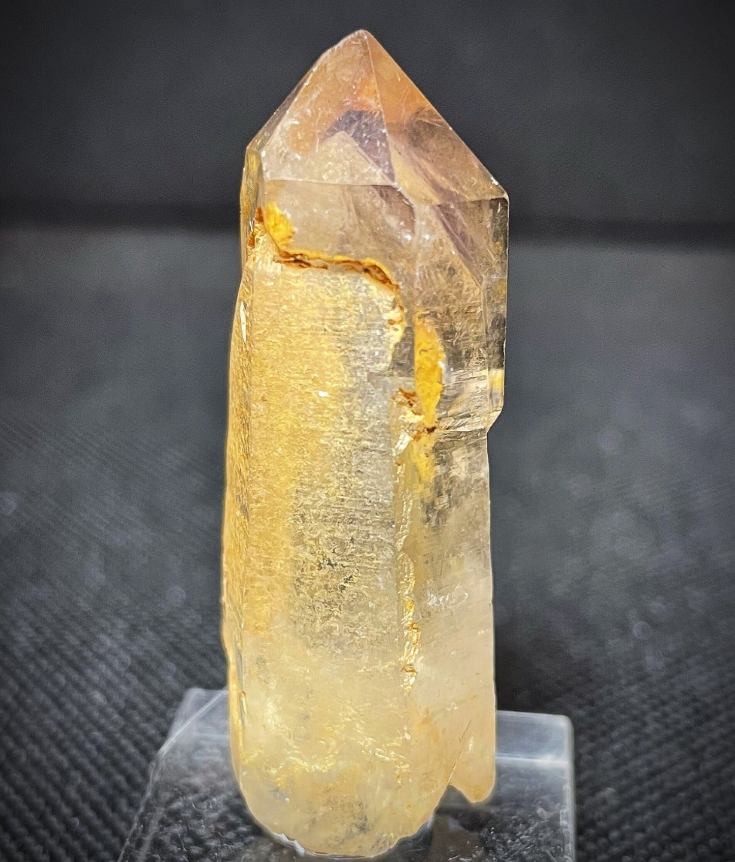 Rare Natural Exceptional Elestial Clear Quartz Clay Inclusion Point Sceptre from Madagascar Collectors Piece Statement Piece Home Decor