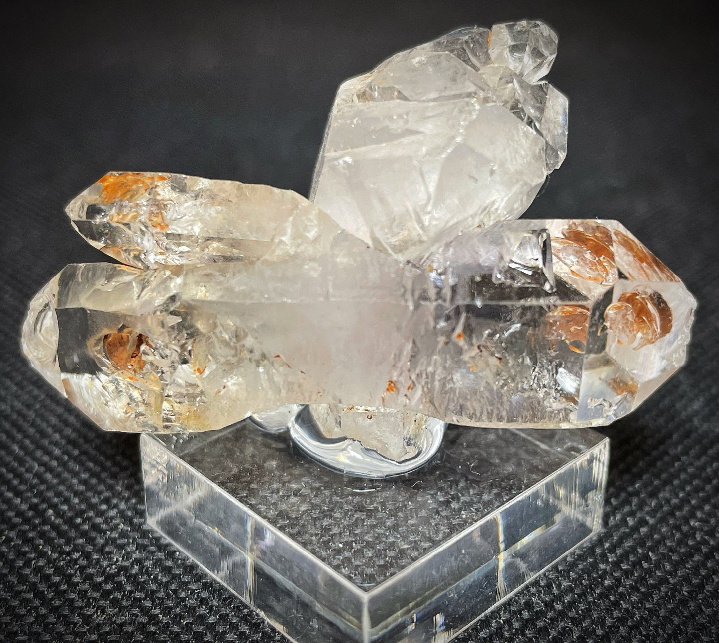 Rare Natural Exceptional Elestial Window Clear Quartz Clay Inclusion Sceptre from Madagascar Collectors Piece Statement Piece Home Decor