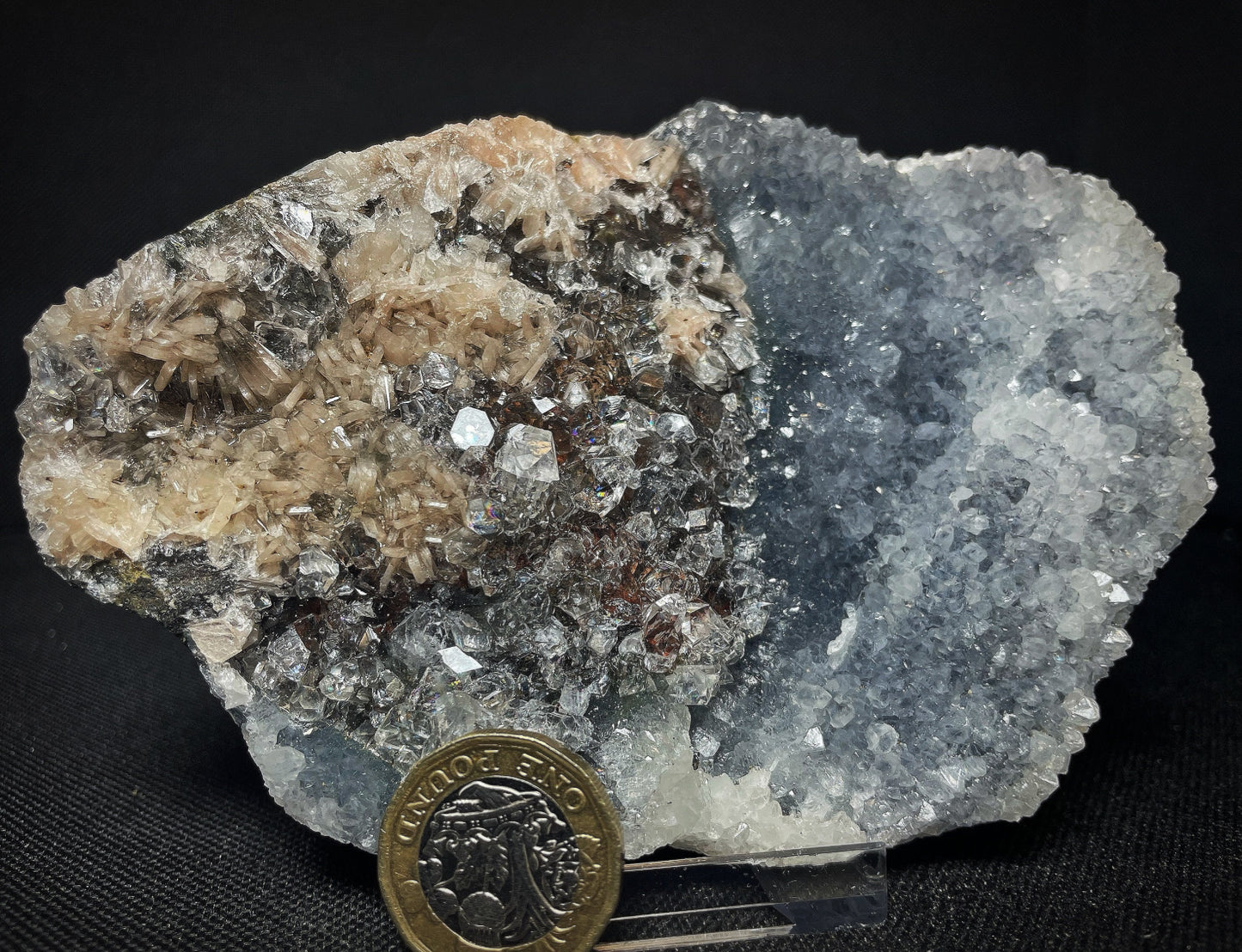 Outstanding Rare Pink Apophyllite, Heulandite and Chalcedony Specimen From India Collectors Piece Home Décor