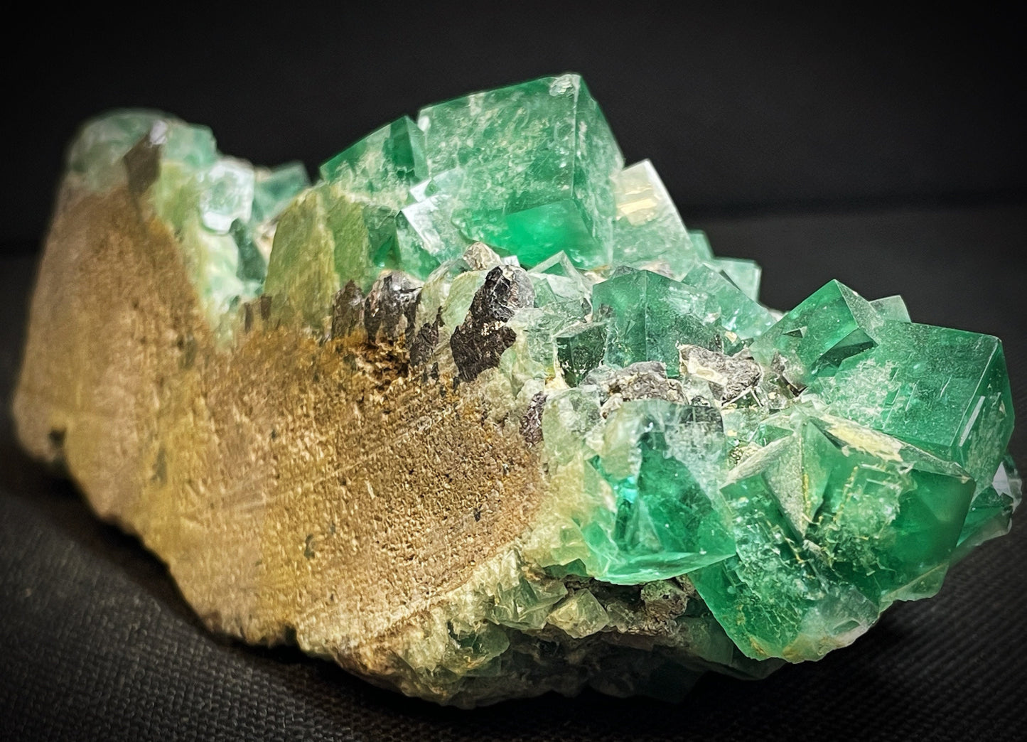 Gorgeous Green Fluorite Cluster And Galena on Matrix From The UK- Collectors Piece
