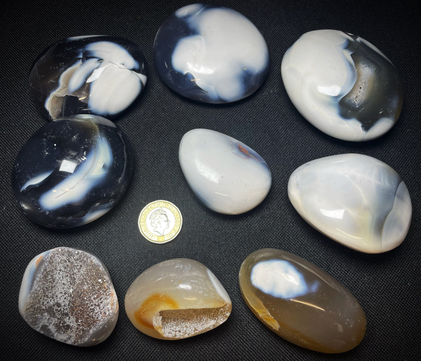 Gorgeous Orca Agate Palm Stones Bag Home Décor Crystal Healing