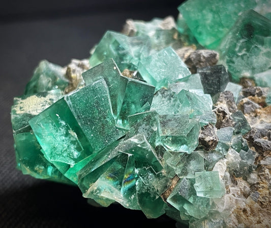 Gorgeous Green Fluorite Cluster And Galena on Matrix From The UK- Collectors Piece