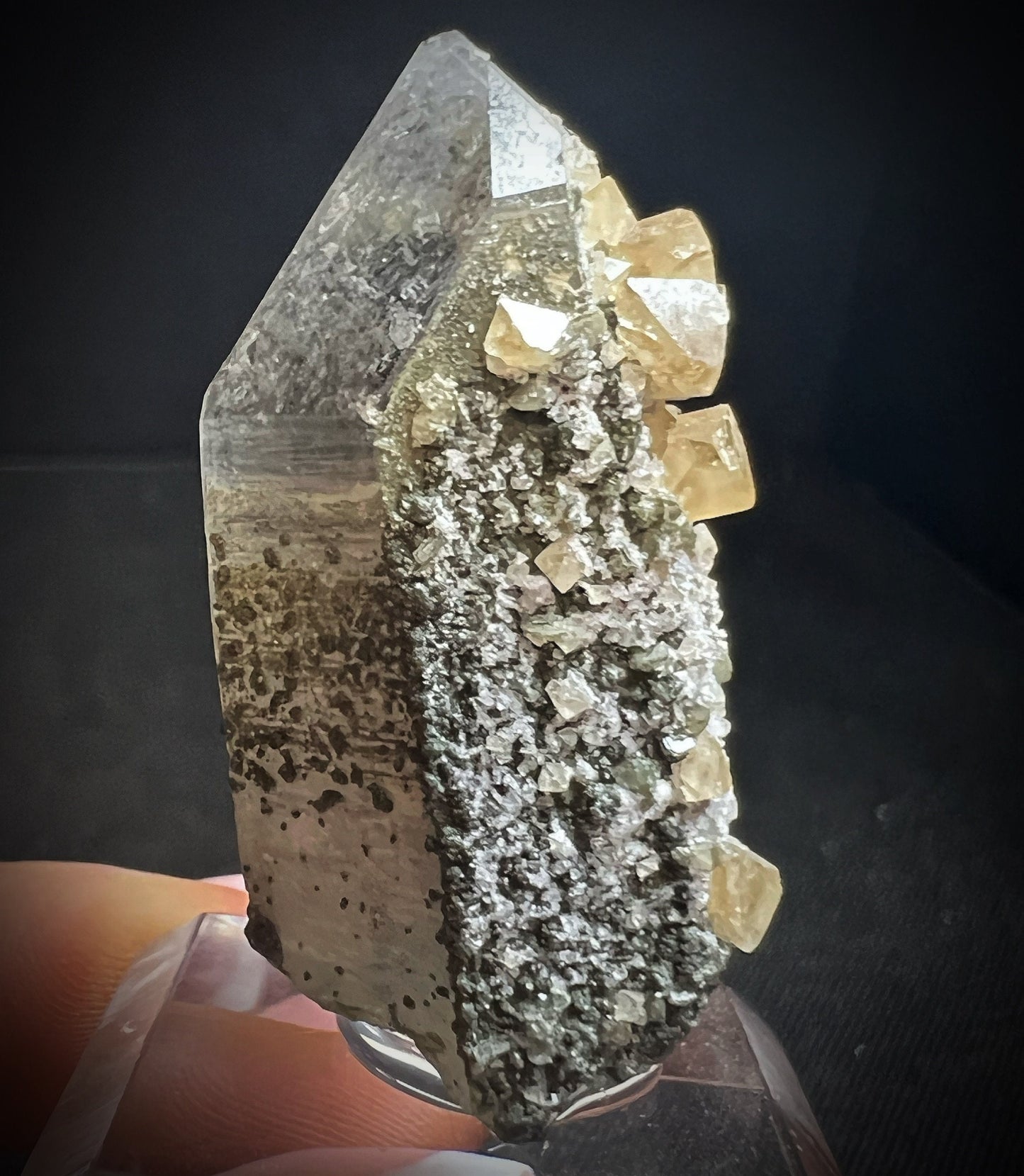 Scheelite On Quartz From Germany (Stand Included) Collectors Piece