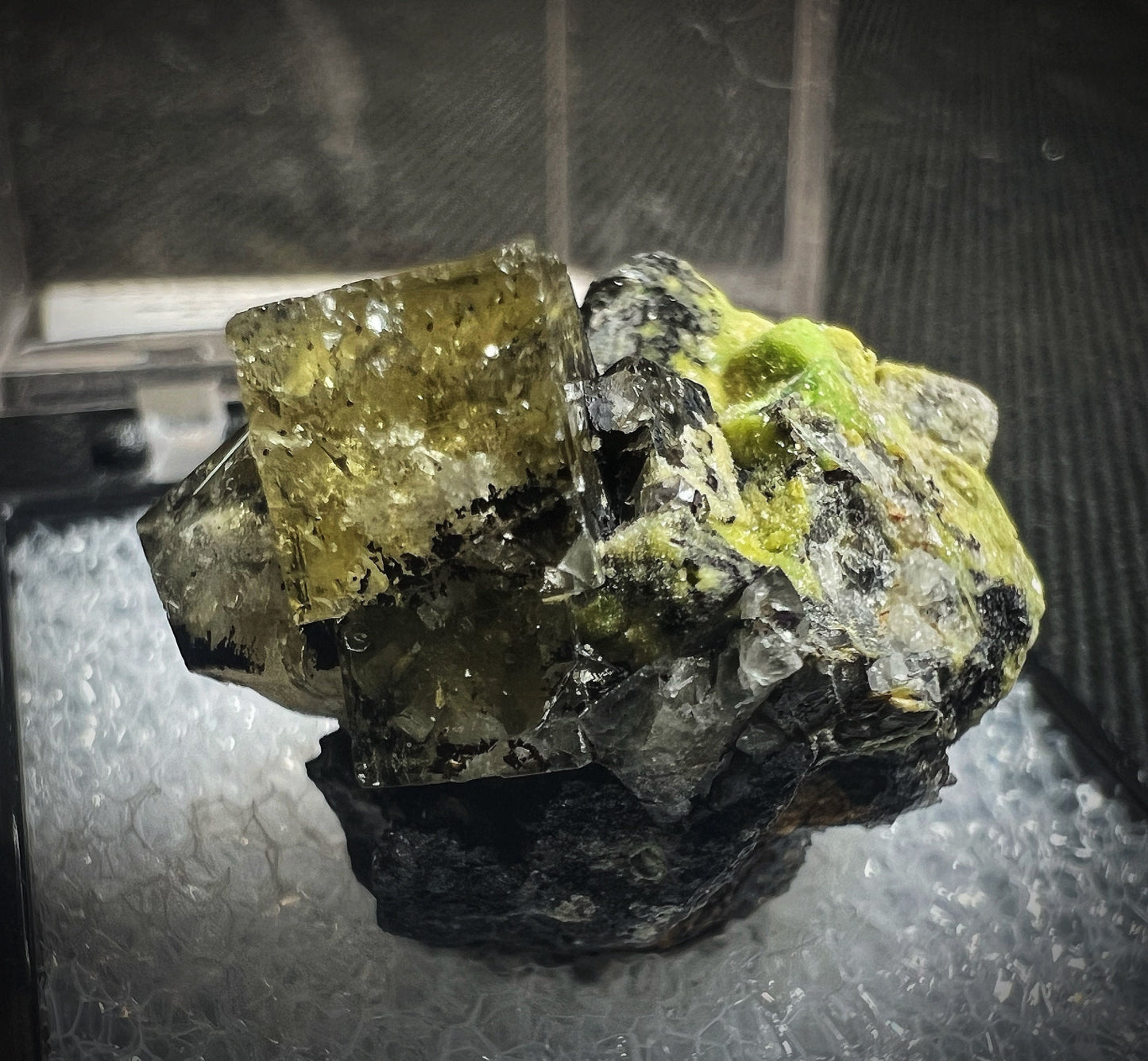 Fluorite, Mimetite And Annabergite Specimen (Box Included) Collectors Piece