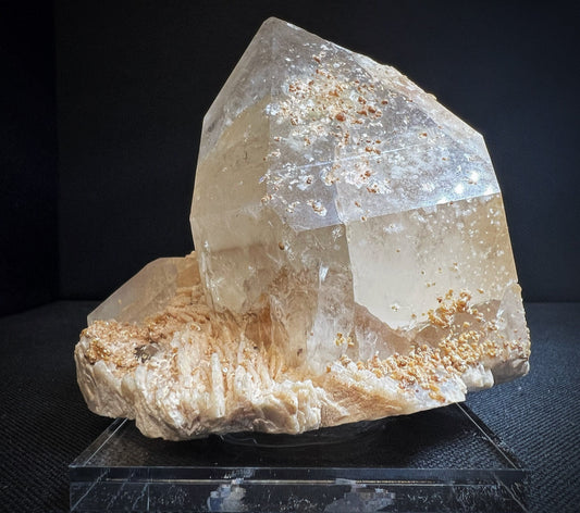 Quartz On Cleavelandite From The Cruzeiro Mine, Minas Gerais, Brazil- Collectors Piece, Home Décor, Gift, Crystal (Stand Included)