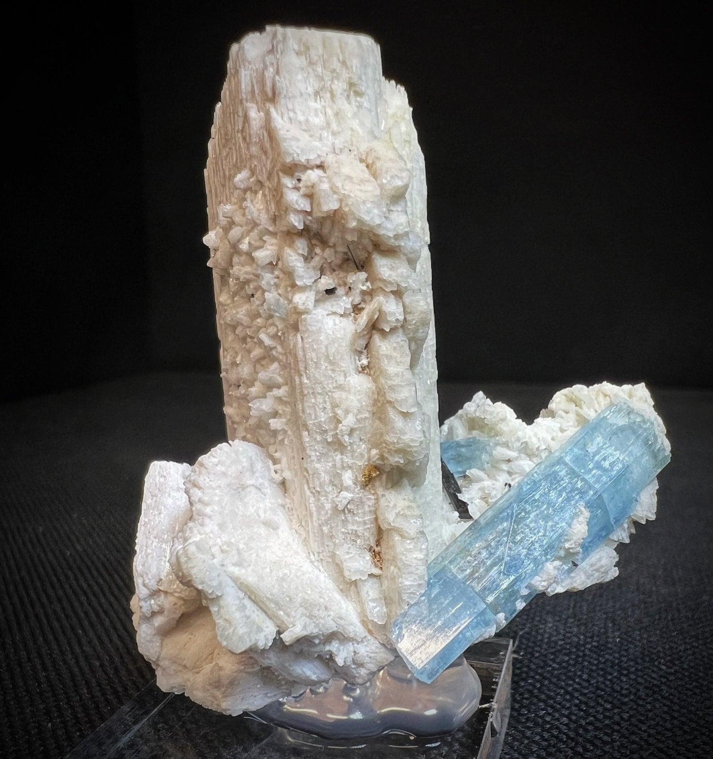 Aquamarine On Feldspar From Erongo Mountains, Karibib, Namibia- Collectors Piece, Crystal Healing, Statement Piece (Stand Included)