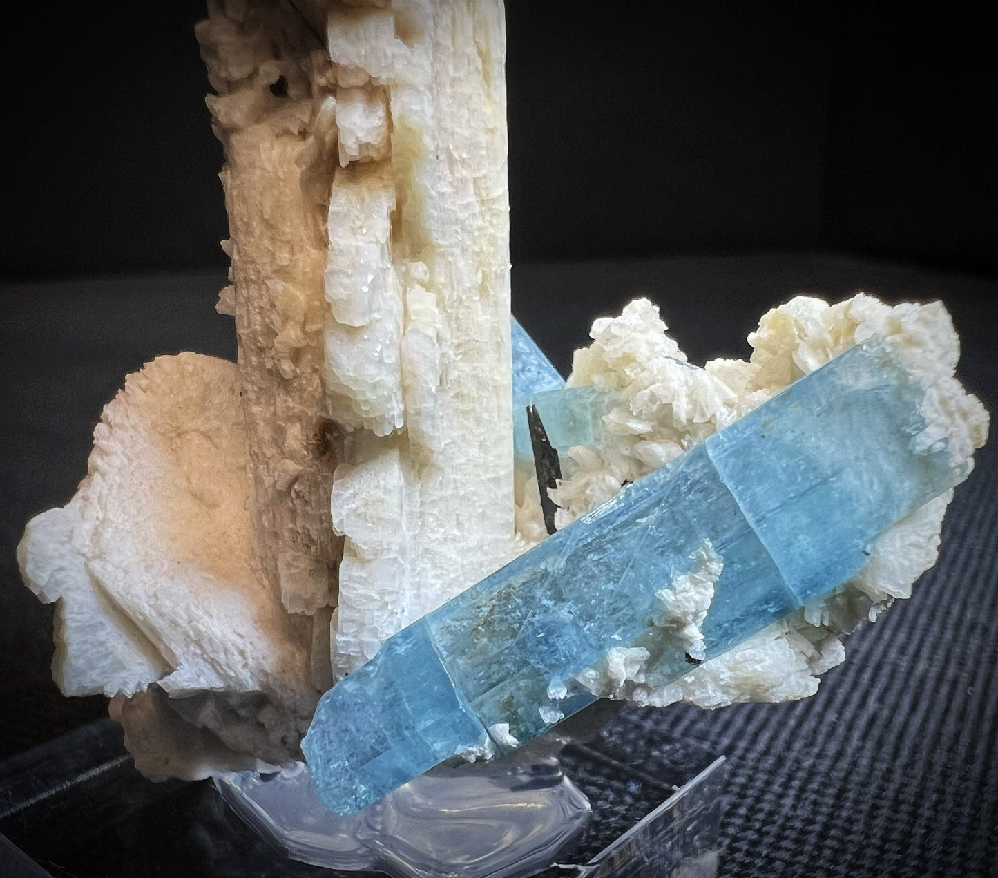 Aquamarine On Feldspar From Erongo Mountains, Karibib, Namibia- Collectors Piece, Crystal Healing, Statement Piece (Stand Included)