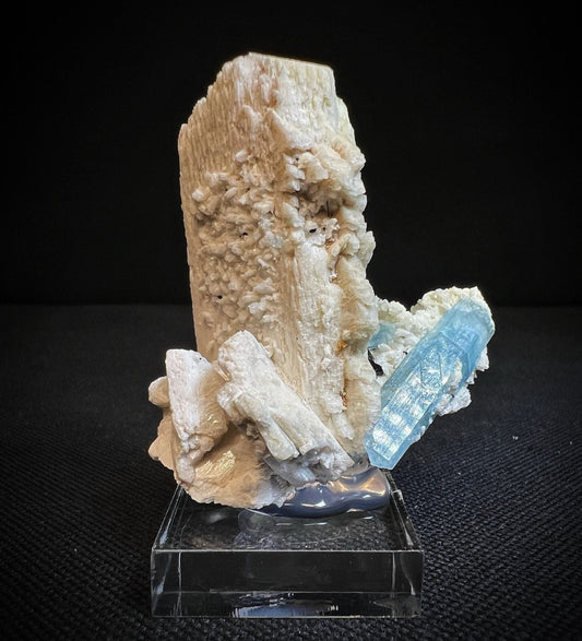 Aquamarine On Feldspar From Erongo Mountains, Karibib, Namibia- Collectors Piece, Crystal Healing, Statement Piece (Stand Included)