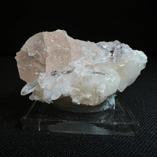 Pink Fluorite On Quartz From Nuevo Mundo, Chepen (La Libertad), Peru- Collectors Piece, Statement Piece, Home Décor, Gift (Stand Included)