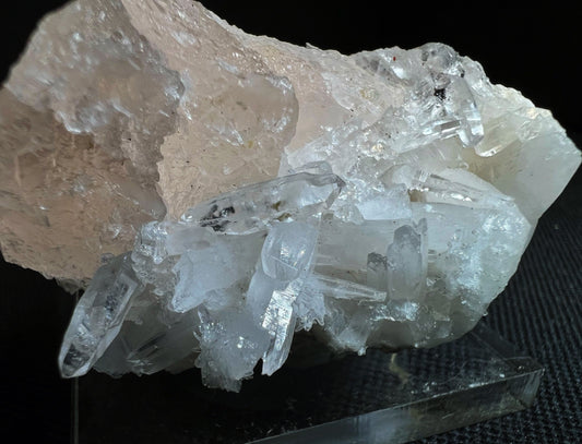 Pink Fluorite On Quartz From Nuevo Mundo, Chepen (La Libertad), Peru- Collectors Piece, Statement Piece, Home Décor, Gift (Stand Included)