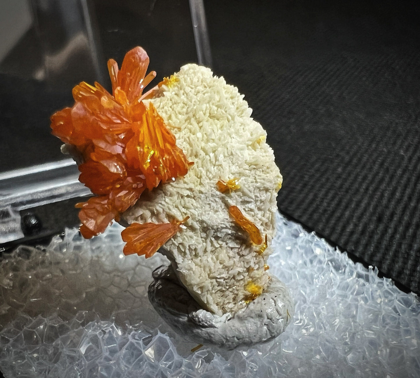 Orpiment On Barite From El'brusskiy Arsenic Mine -Collectors Piece, Home Décor, Gift (Box Included)