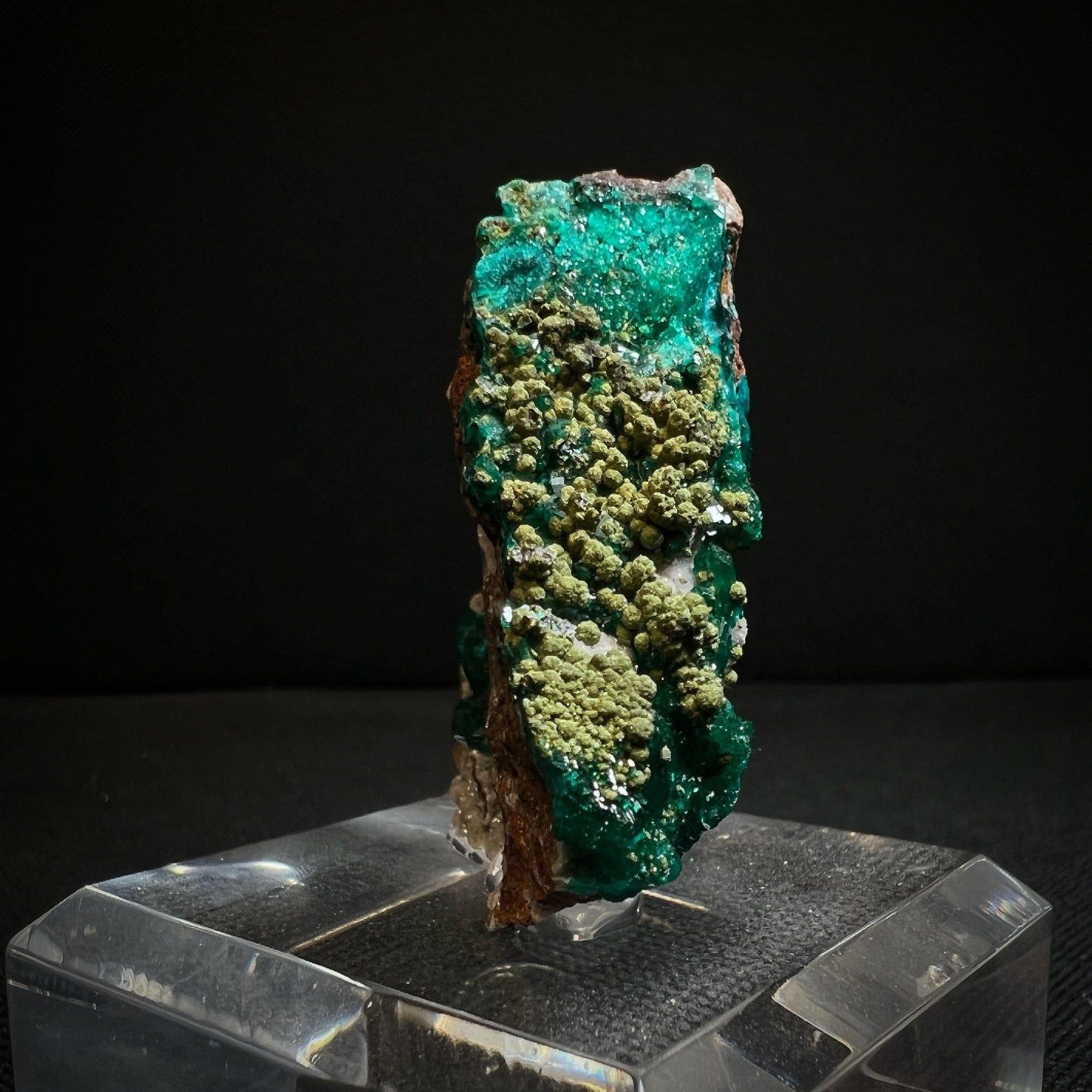 Dioptase With Mimetite From Congo-Collectors Piece, Home Décor, Crystal Healing (Stand Included)