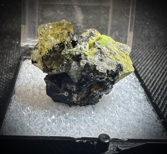 Fluorite, Mimetite And Annabergite Specimen (Box Included) Collectors Piece