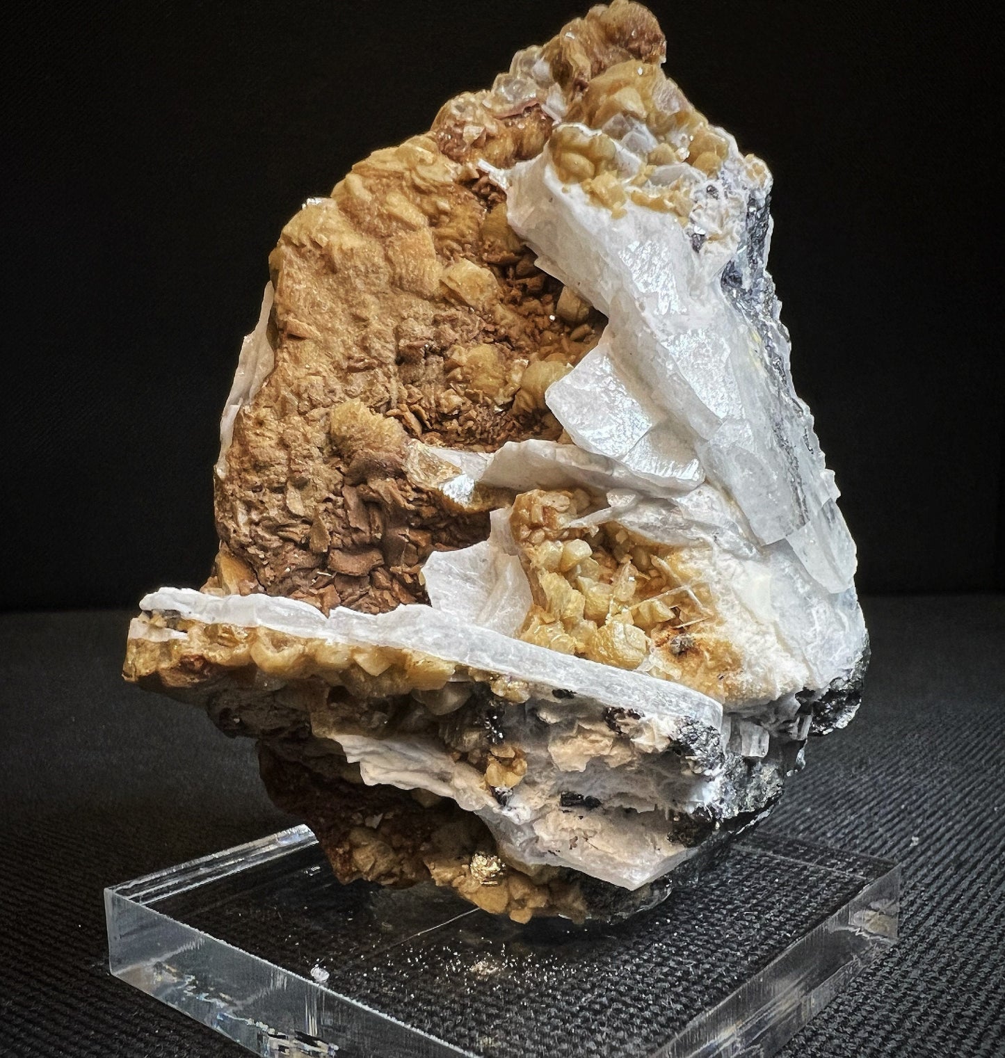 Siderite, Chalcopyrite And Barite From Julcani Mine, Huancavelica, Peru- Collectors Piece, Statement Piece, Gift (Stand Included)