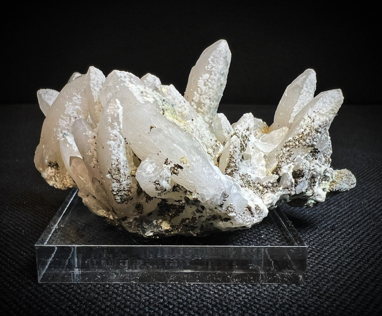 Calcite On Quartz With Pyrite Inclusions From Pachapaqui, Ancash, Peru- Statement Piece, Collectors Piece, Gift (Stand Not Included)