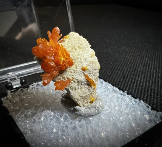 Orpiment On Barite From El'brusskiy Arsenic Mine -Collectors Piece, Home Décor, Gift (Box Included)