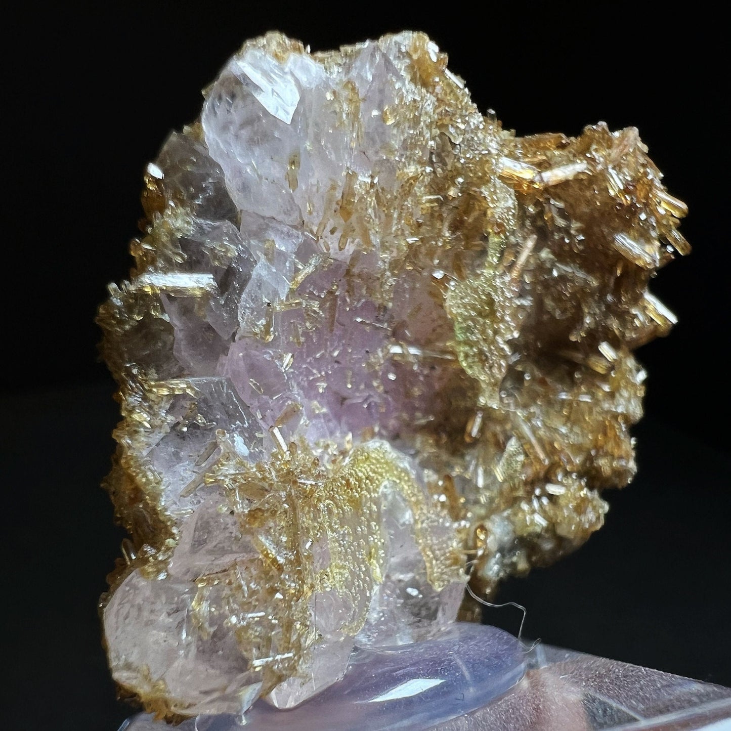 Eosphorite On Rose Quartz (Stand Included) Collectors Piece, Home Décor, Statement Piece