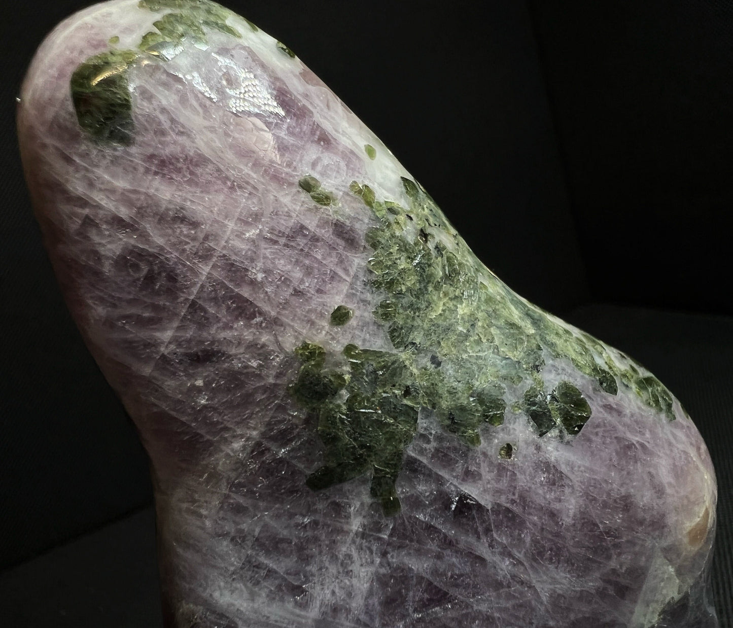 Anhydrite Freeform With Epidote inclusions From Madagascar- Statement Piece, Collectors Piece, Home Décor